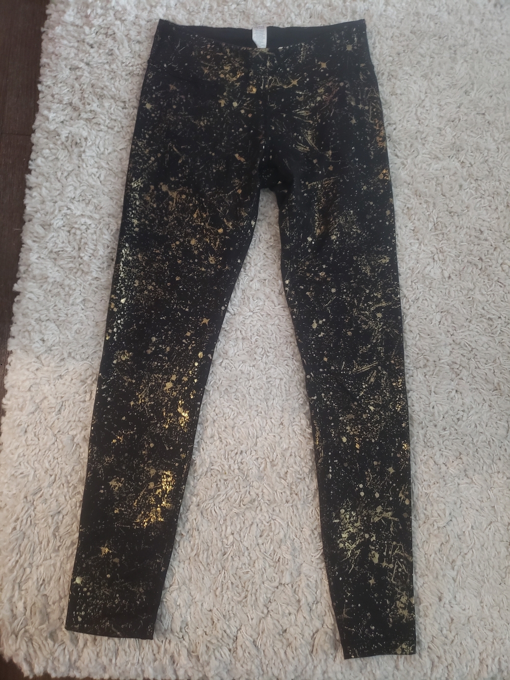 Ivivva Black Leggings with Gold Splatter Detail